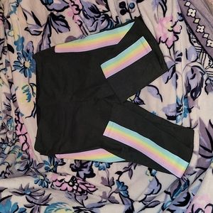 victorias secret pink pastel rainbow leggings size xl charcoal black